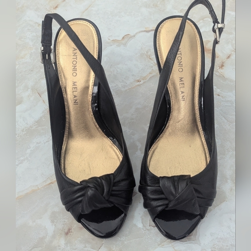 Antonio Melani Leather Women Shoes Sz 6 M Black